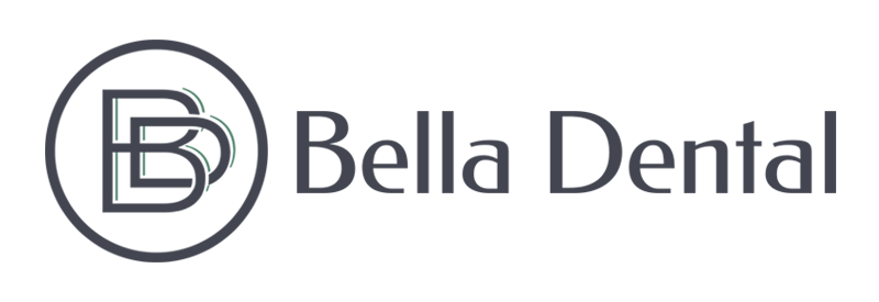 Logo for Bella Dental. The text "Bella Dental" is written in black with an interconnected B & D in a circle next to the text.